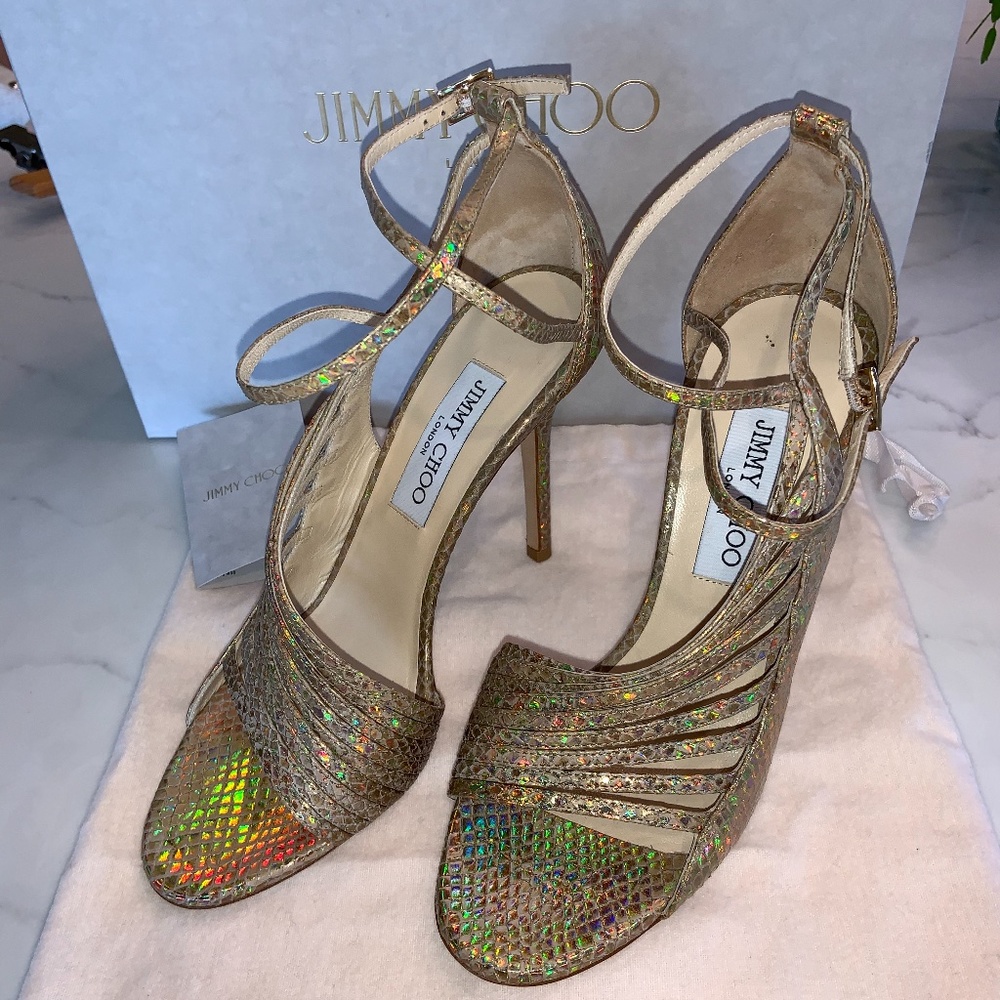 Jimmy Choo Florry Holograph Snakeskin Shoes